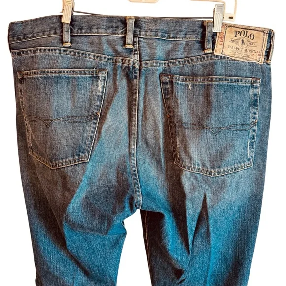 Vintage Ralph Lauren Polo Denim Jeans Fly Rivet Baggy Bootcut 40x30 (42x31) - Picture 3 of 11